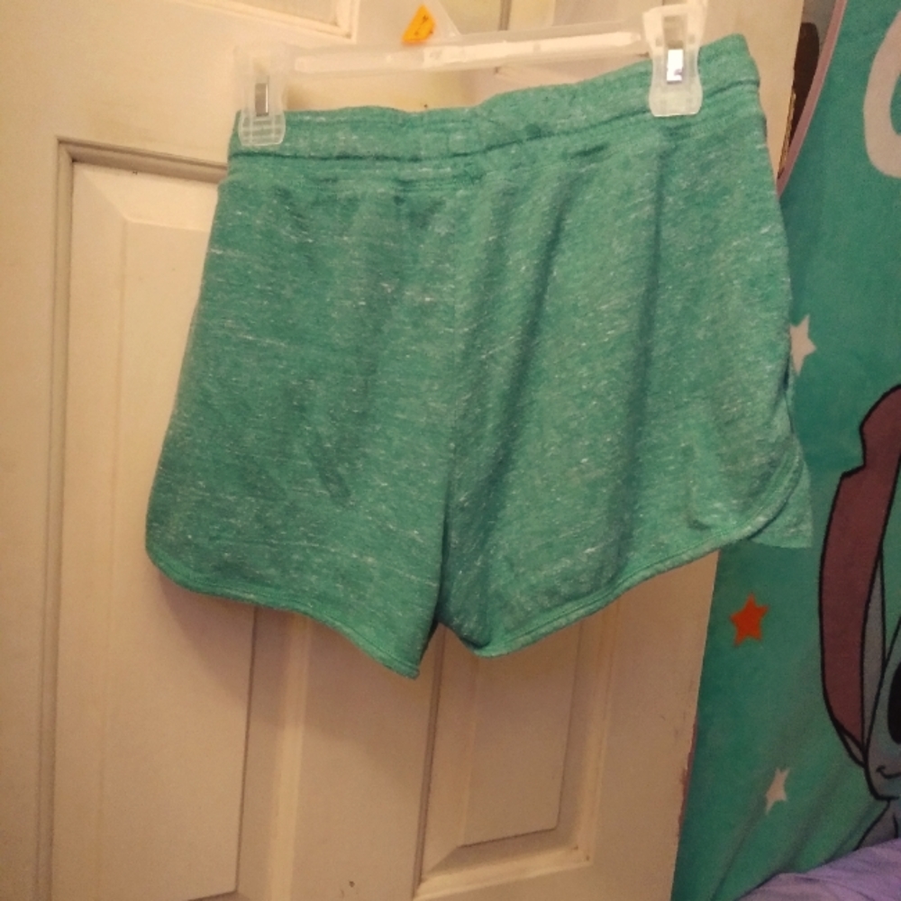 Woman teal shorts
